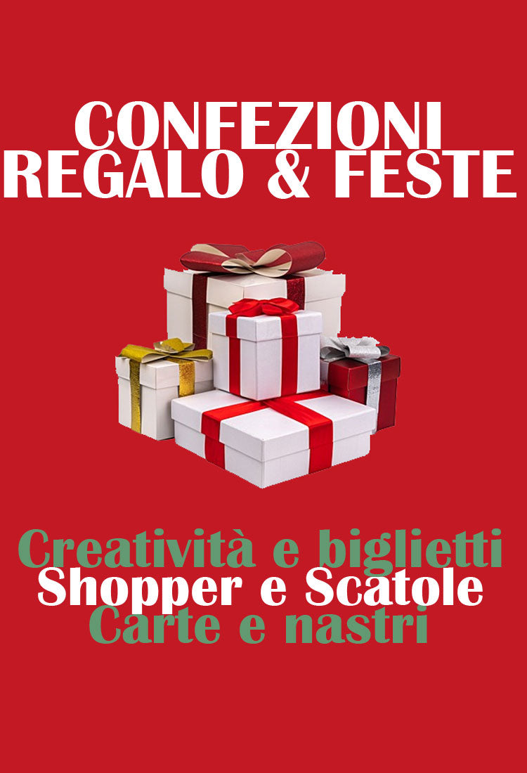 Confezioni regalo, biglietti auguri, nastri e scatole confezione regalo