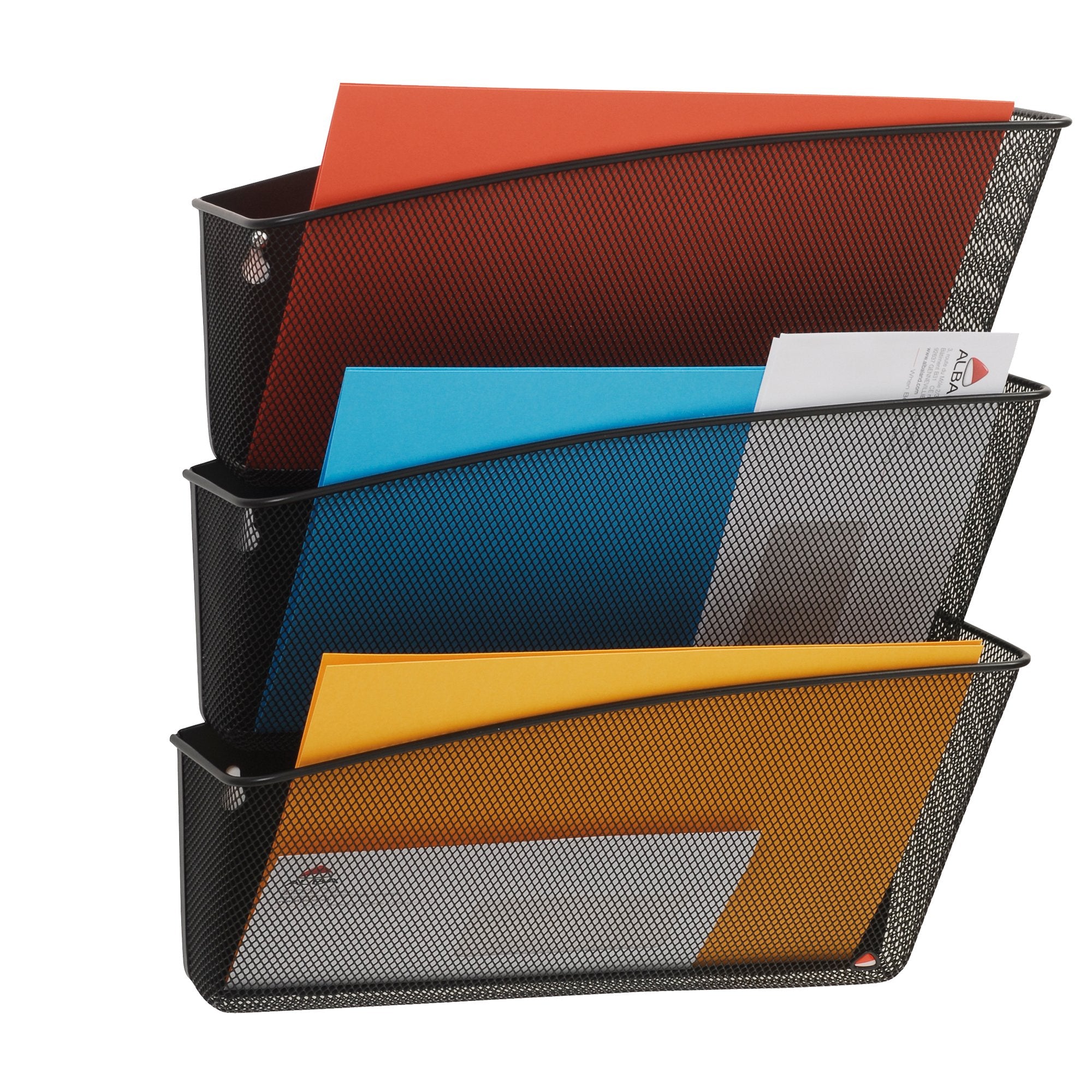 alba-portadocumenti-parete-set-3-vaschette-mesh-rete-metallica-nero