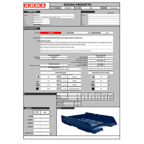 arda-vaschette-portacorrispondenza-blu-opaco-classic-a4-conf-10-15510a