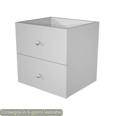 artexport-cassettiera-2cass-grigio-alluminio-libreria-rainbow
