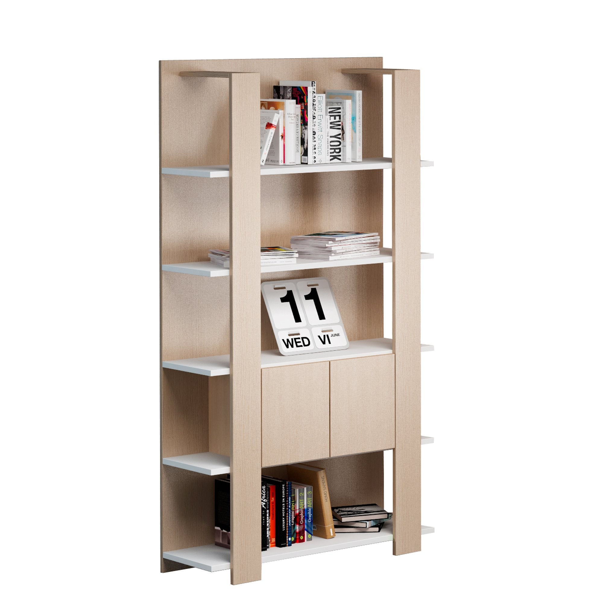 artexport-libreria-alta-5-ripiani-100x38-6cm-h198cm-bianco-rovere-concept
