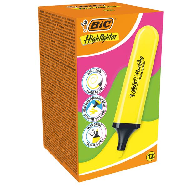 bic-astuccio-12-evidenziatori-flat-giallo