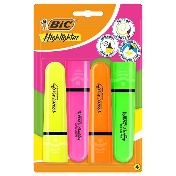 bic-astuccio-4-evidenziatori-flat-colori-assortiti-fluo