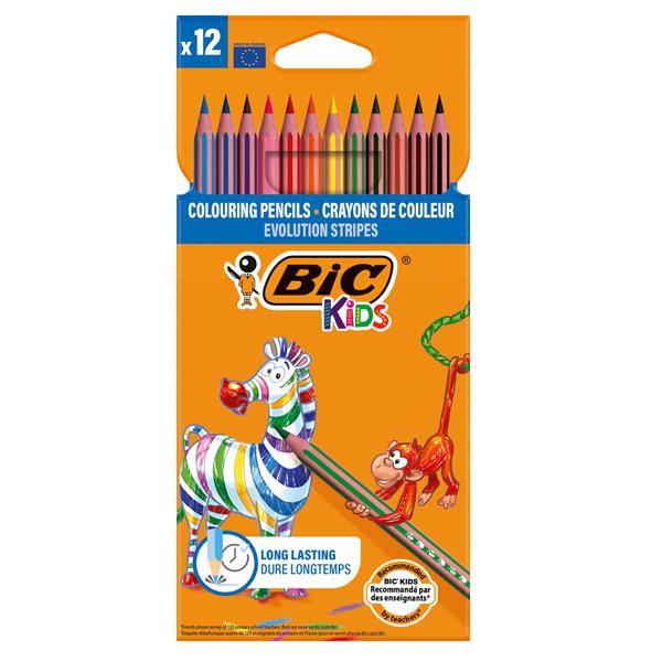 bic-kids-astuccio-12-matite-evolution-stripes-colori-assortite-bic