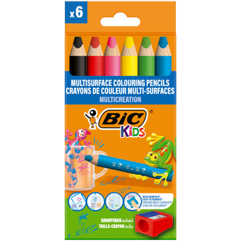 bic-matite-colorate-kids-multisurface-fusto-triangolare-conf-6-pezzi-assortiti-temperamatite-515220