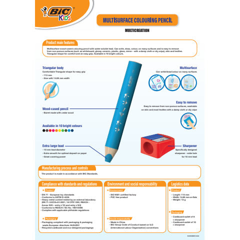 bic-matite-colorate-kids-multisurface-fusto-triangolare-conf-6-pezzi-assortiti-temperamatite-515220