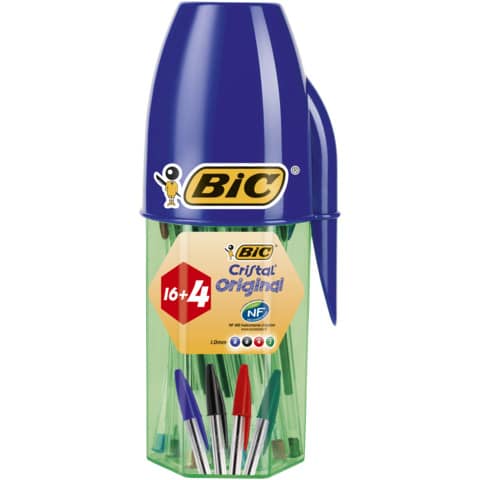 bic-penne-sfera-cappuccio-cristal-original-1-mm-colori-assortiti-astuccio-portapenne-20-pezzi-929081