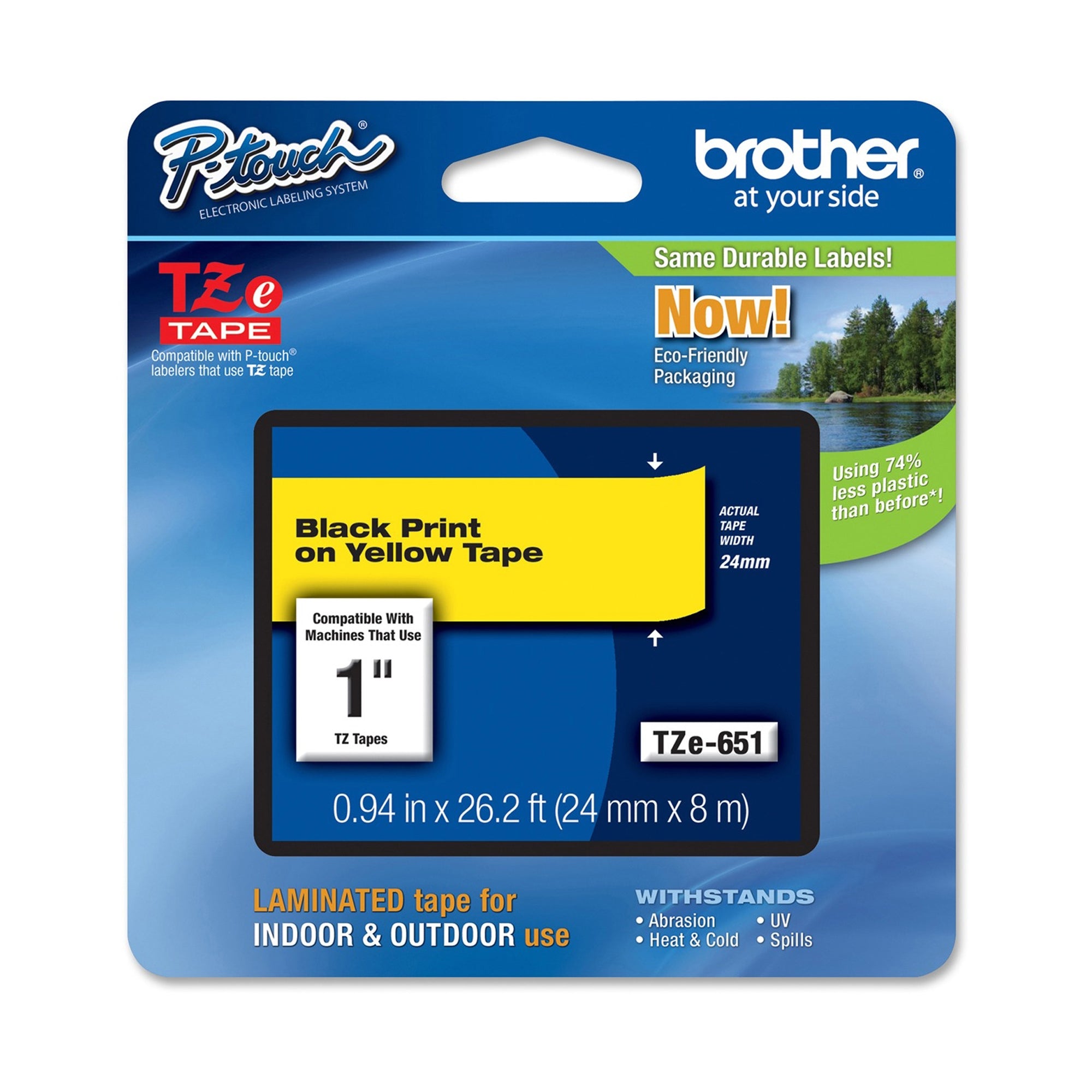 brother-nastro-neratze-651-fondo-giallo-pt-9200pc-pt-9200dx-24mm