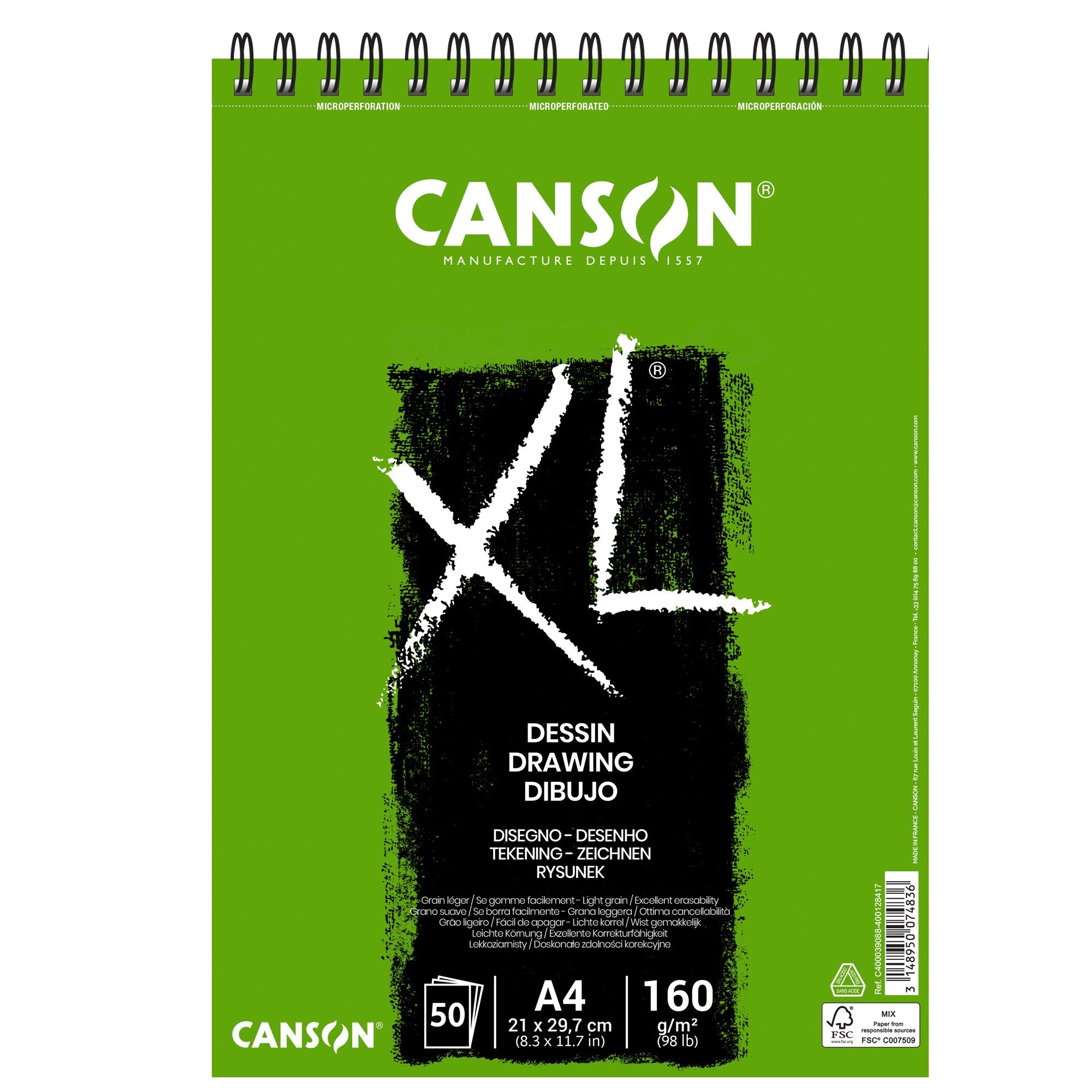 canson-album-spiralato-lato-corto-xl-drawing-a4-50-fg-160-gr-