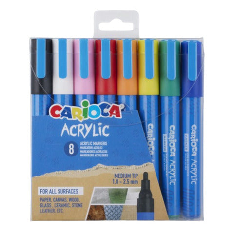 carioca-marcatore-acrilico-punta-bullet-blister-8-colori-assortiti-45279
