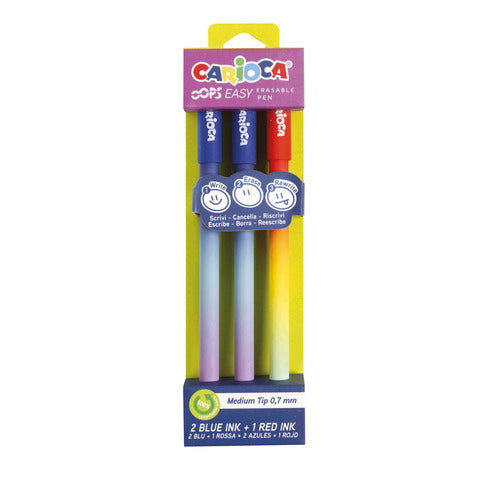 carioca-penna-cancellabile-oops-easy-punta-media-0-7-mm-conf-3-pz-blu-rosso-41025