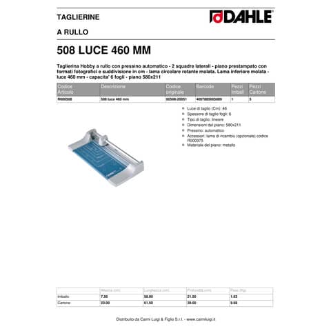 dahle-taglierina-rullo-hobby-pressino-automatico-max-6-fogli-luce-460-0-6-mm-blu-r900508