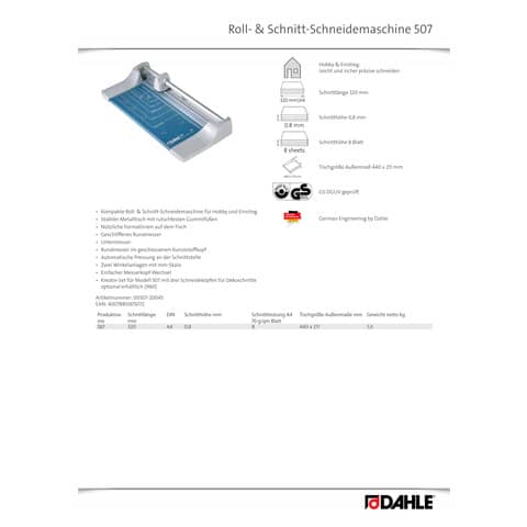 dahle-taglierina-rullo-hobby-pressino-automatico-max-8-fogli-luce-320-0-8-mm-blu-r900507