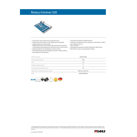 dahle-taglierina-rullo-pressino-automatico-luce-360-mm-blu-r000550