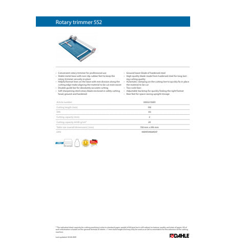 dahle-taglierina-rullo-pressino-automatico-luce-510-mm-blu-r000552