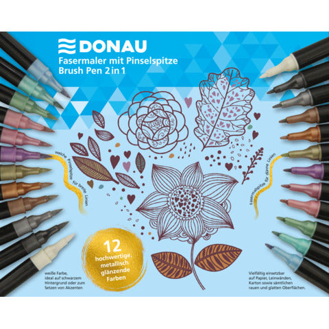 donau-pennarello-dual-brush-doppia-punta-conf-12-colori-assortiti-322293