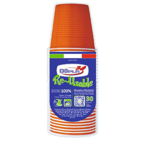 dopla-reusable-bicchieri-arancioni-polistirene-conf-30-pz-230-ml-22696