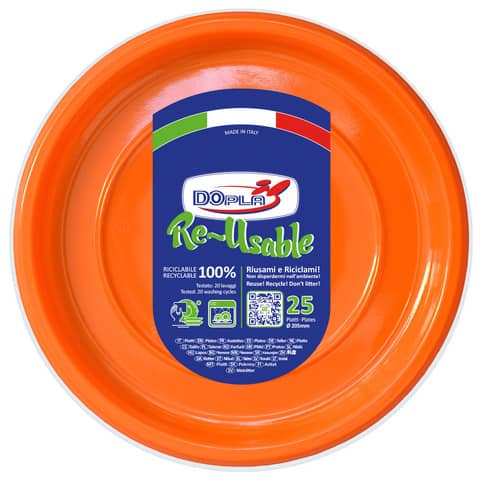 dopla-reusable-piatti-fondi-arancioni-polistirene-h-32-mm-conf-25-pz-diametro-205-mm-11826