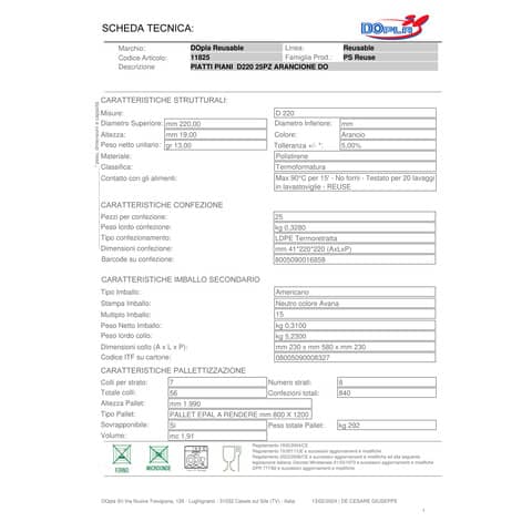 dopla-reusable-piatti-piani-arancioni-polistirene-h-19-mm-conf-25-pz-diametro-220-mm-11825