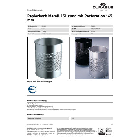 durable-cestino-gettacarte-cilindrico-superficie-perforata-165mm-acciaio-argento-metallizzato-331023