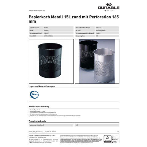 durable-cestino-gettacarte-cilindrico-superficie-perforata-165mm-acciaio-nero-331001