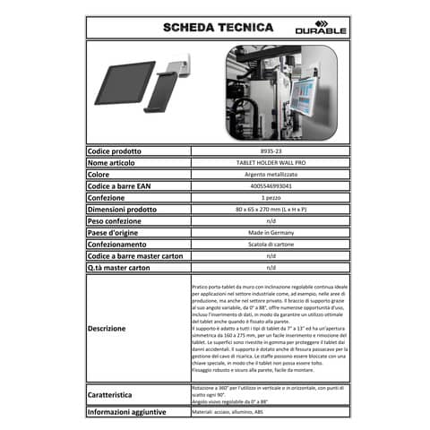 durable-porta-tablet-muro-braccio-angolazione-variabile-argento-metallizzato-8-5x5x18cm-893523