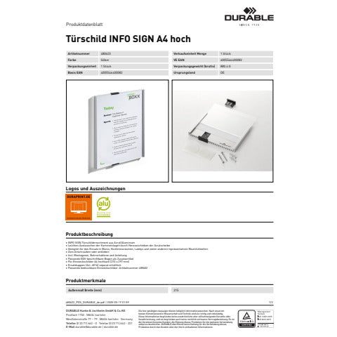 durable-targhe-info-sign-alluminio-acrilico-trasparente-argento-metallizzato-210x297-mm-480623