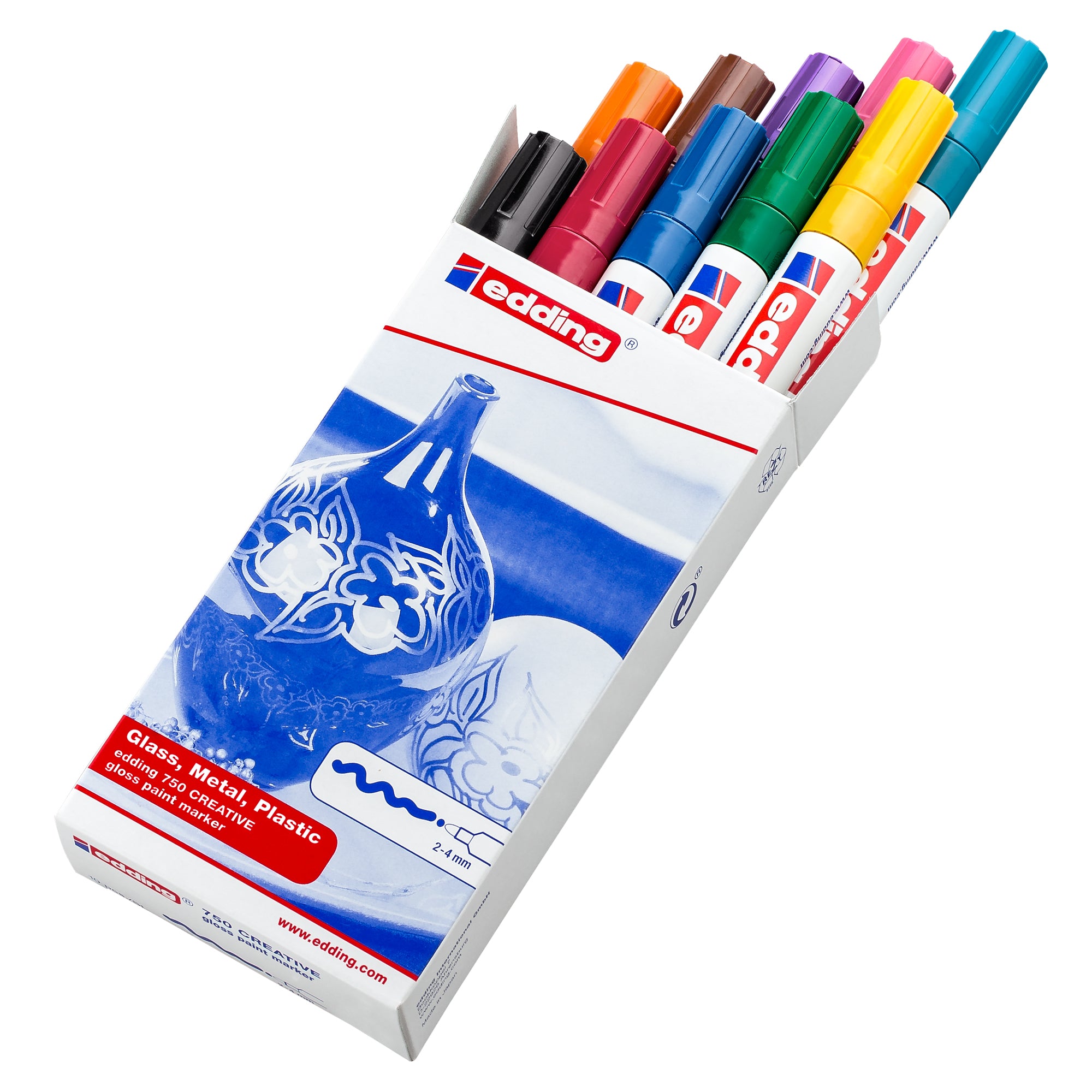 edding-astuccio-10-marcatori-750-punta-media-vernice-colori-assortiti