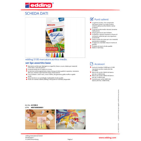 edding-marcatori-acrilici-5100-punta-tonda-2-3-mm-tratto-medio-assortiti-conf-5-pz-e-5100-5s-000