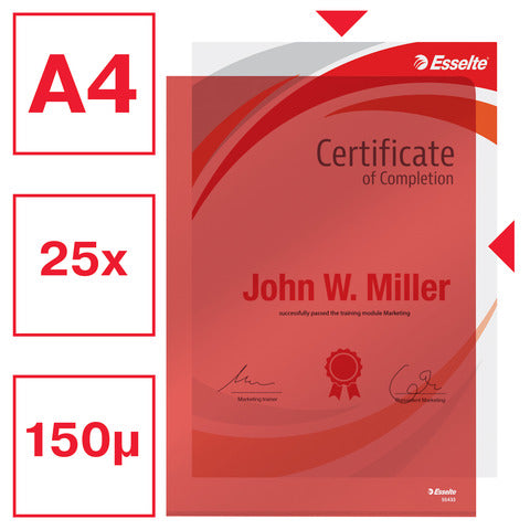 esselte-cartella-lucid-l-pvc-crystal-220x310-mm-conf-25-pezzi-rosso-554330