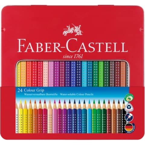 faber-castell-matite-colorate-colour-grip-assortiti-astuccio-metallo-24-112423
