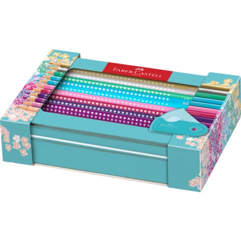 faber-castell-matite-colorate-sparkle-colori-assortiti-20-matite-1-temperino-sleeve-mini-turchese-201641