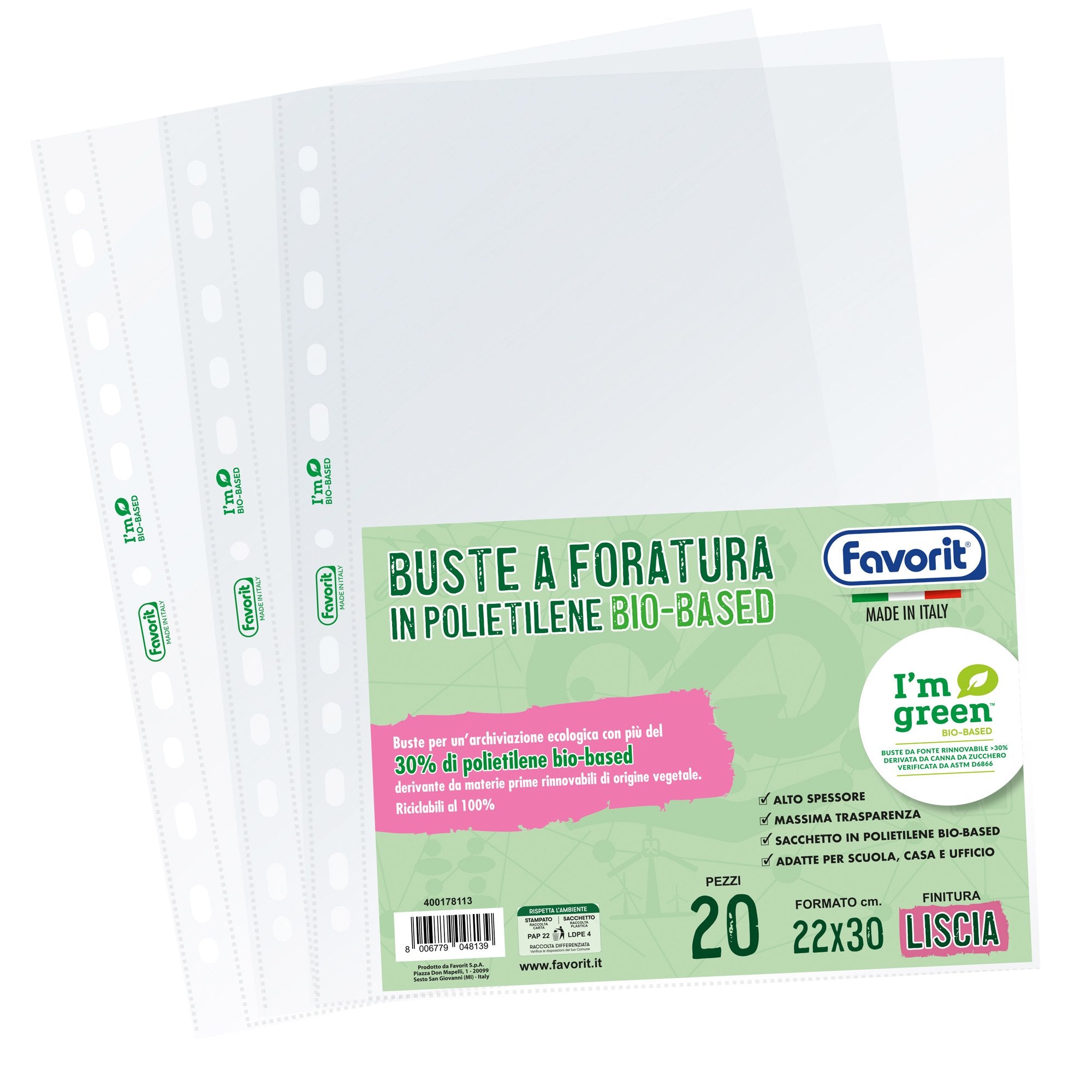 favorit-conf-20-buste-forate22x30-pe-im-green-bio-based-liscio-superior
