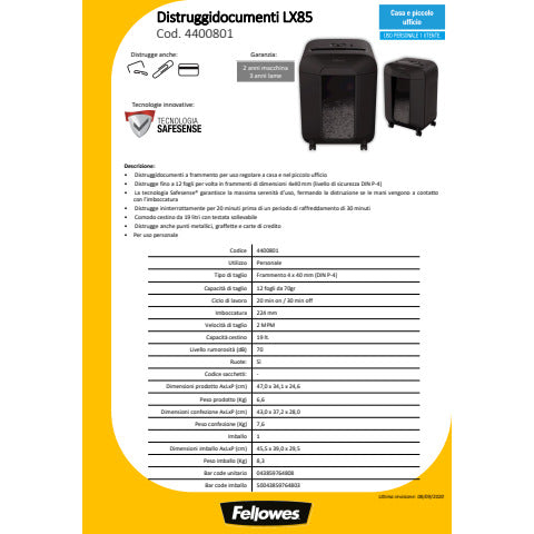 fellowes-distruggidocumenti-uso-personale-lx85-p-4-19-l-taglio-frammenti-4x40-mm-powershred-nero-4400801