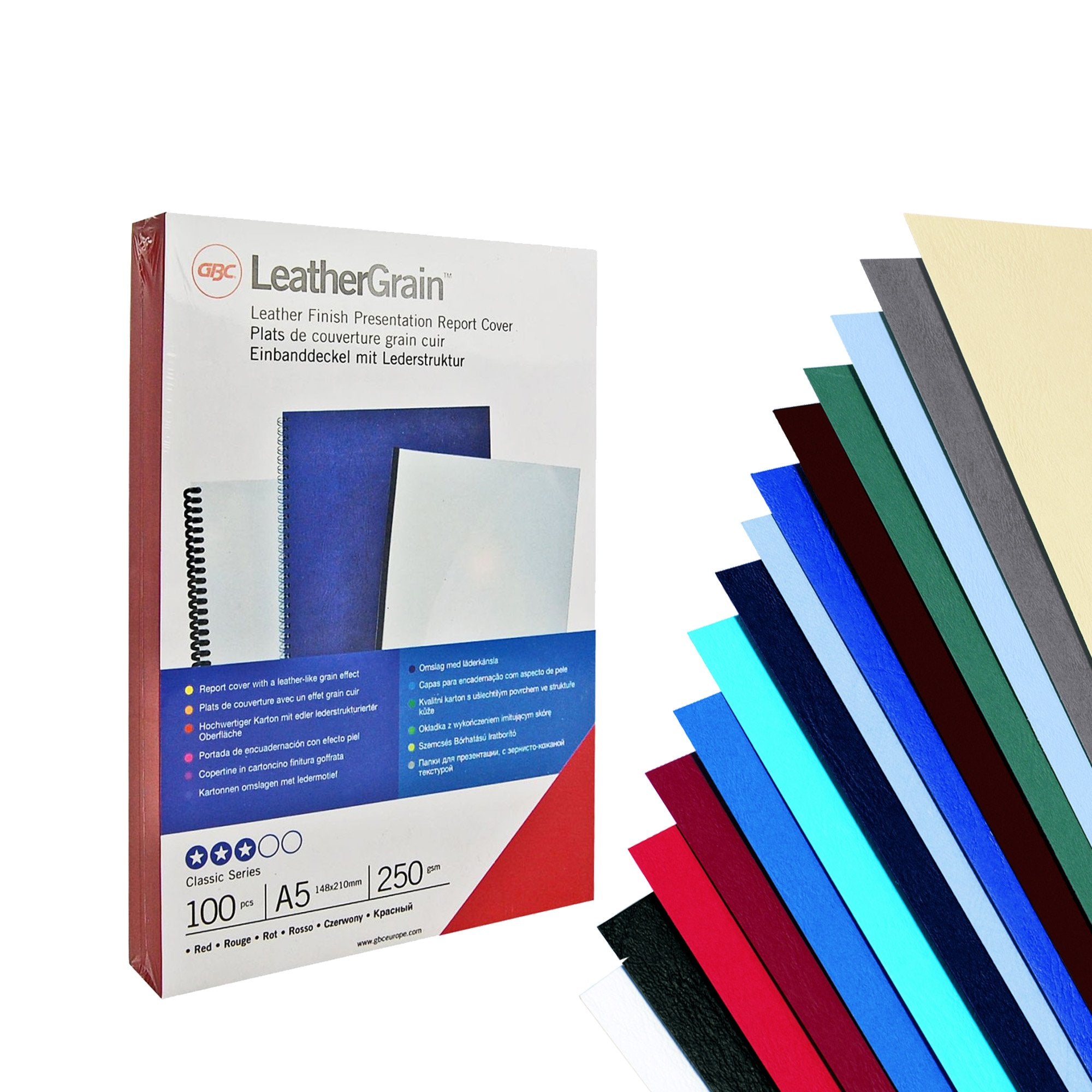 gbc-100-copertine-leathergrain-250gr-a4-blu-scuro-goffrato