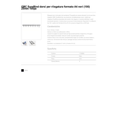 gbc-scatola-100-pettini-surebind-25mm-10-denti-nero