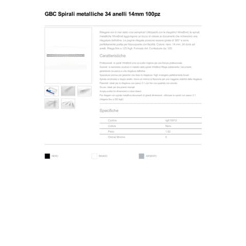 gbc-spirali-metalliche-34-anelli-wirebind-14-mm-a4-nero-conf-100-spirali-rg810910