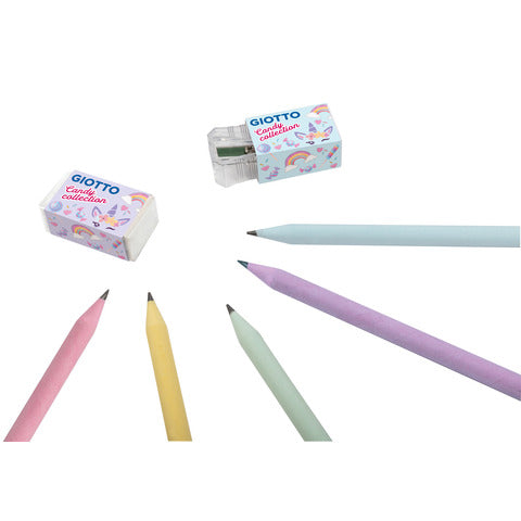 giotto-matite-grafite-carta-pressata-sketching-conf-10-pezzi-1-temperamatite-1-gomma-candy-collection
