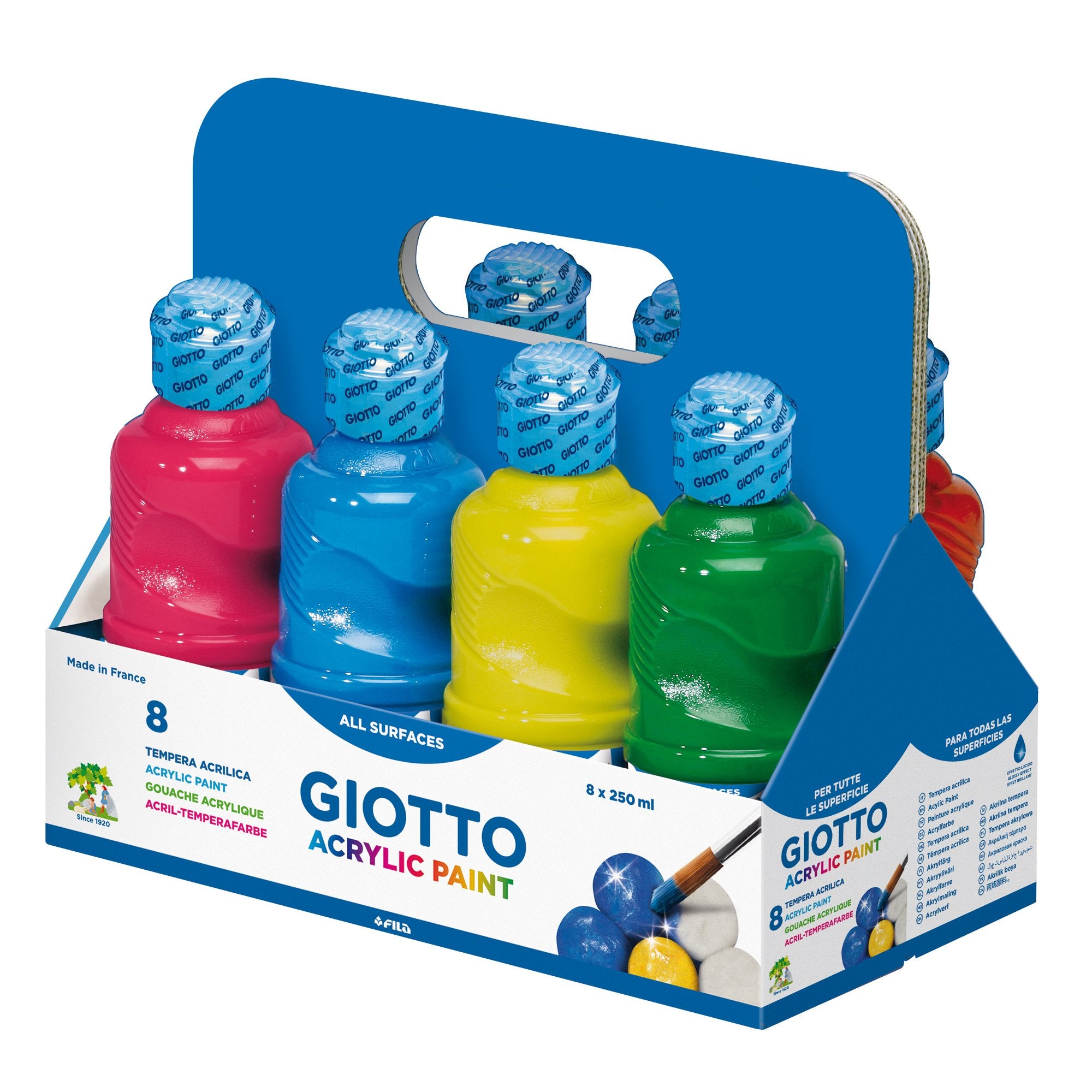 giotto-schoolpack-8-flaconi-tempera-pronta-acrilica-250ml-colori-assortiti