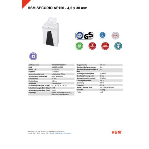 hsm-distruggidocumenti-securio-af150-p-4-34-l-taglio-frammenti-4-5x30-mm-bianco-2083111