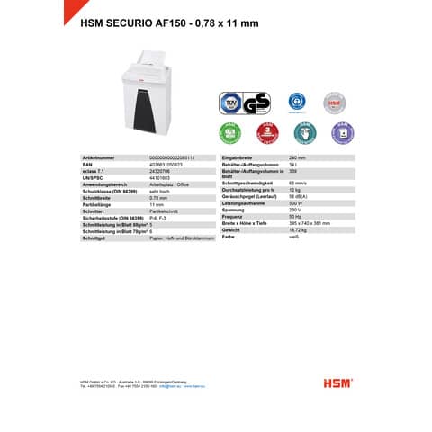 hsm-distruggidocumenti-securio-af150-p-6-34-l-taglio-microframmenti-0-78x11-mm-bianco-2085111