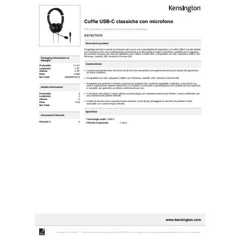 kensington-cuffie-hi-fi-usb-c-microfono-nero-k97457ww