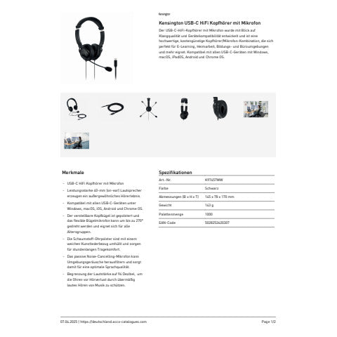 kensington-cuffie-hi-fi-usb-c-microfono-nero-k97457ww