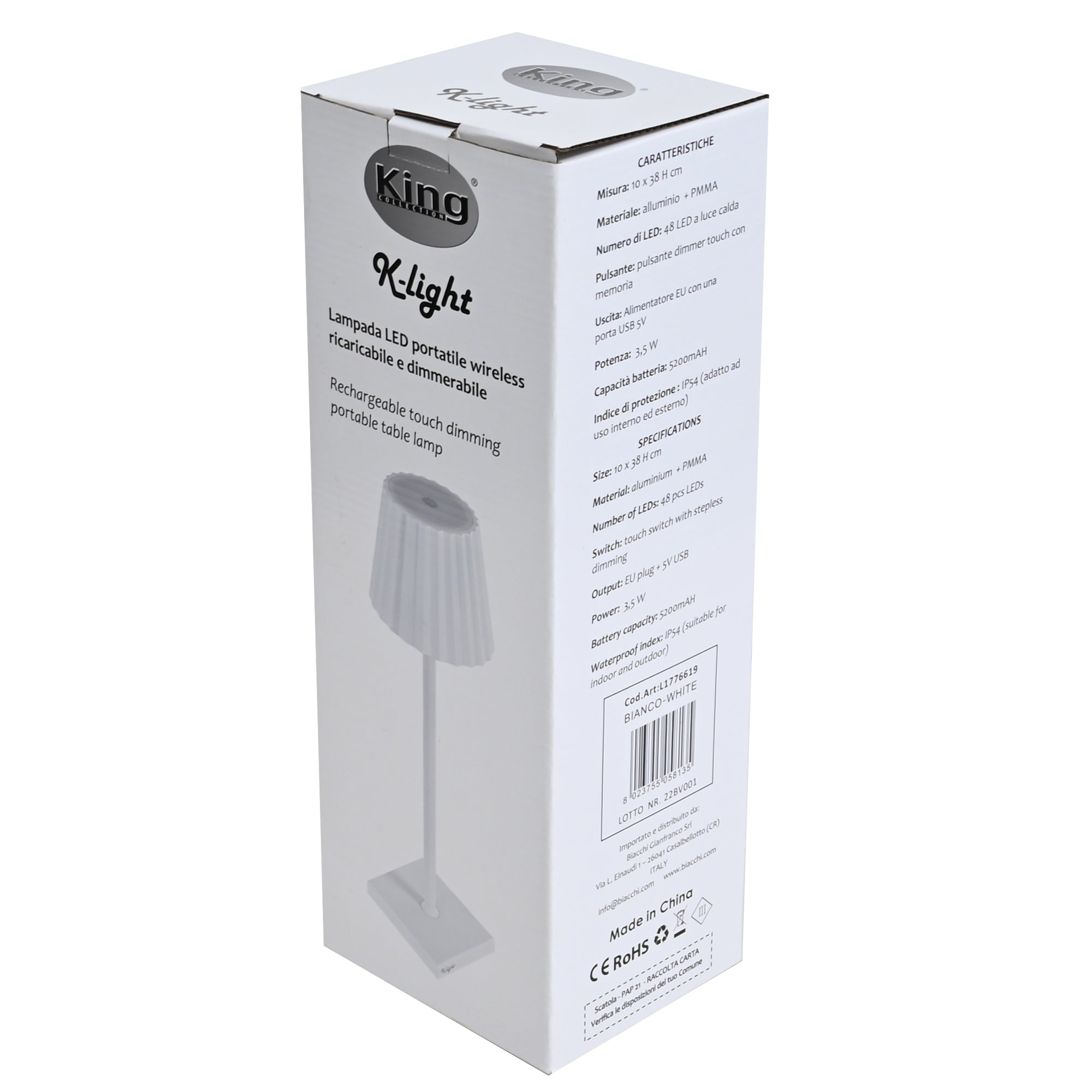 king-collection-lampada-tavolo-led-alluminio-pmma-bianco