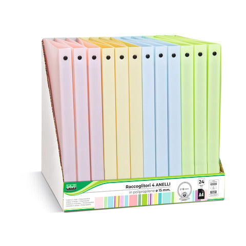 lebez-espositore-12-raccoglitori-4-anelli-pp-a4-diametro-30-mm-colori-pastello-assortiti-80982