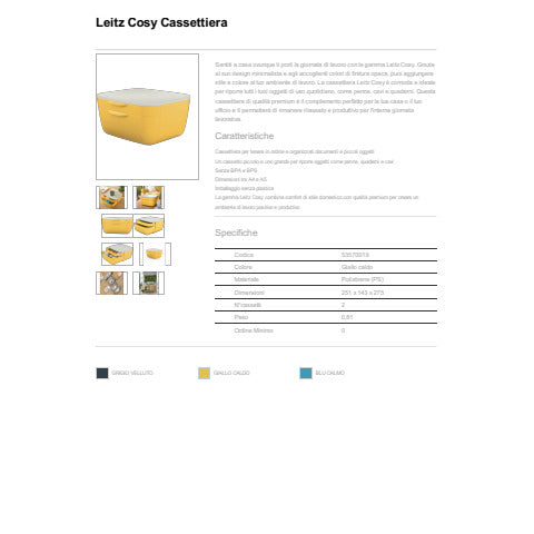 leitz-cassettiera-cosy-2-cassetti-25x14-3x27-5-cm-giallo-caldo-53570019