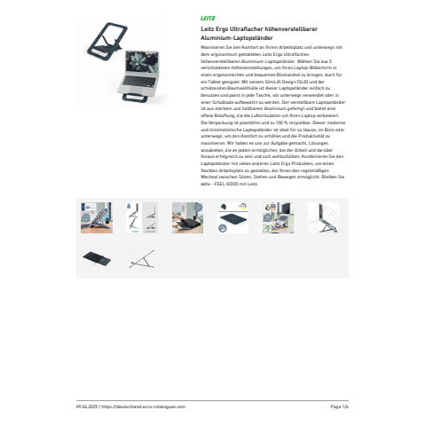 leitz-supporto-laptop-regolabile-ultrapiatto-alluminio-ergo-grigio-scuro-300x10x210-mm-63460089