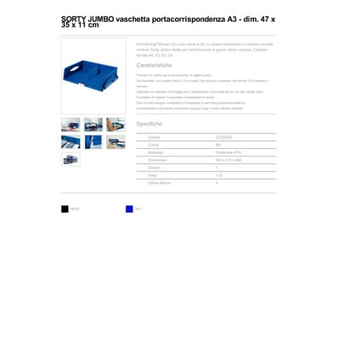 leitz-vaschetta-portacorrispondenza-sorty-jumbo-polistirolo-a3-due-risme-a4-blu-52320035