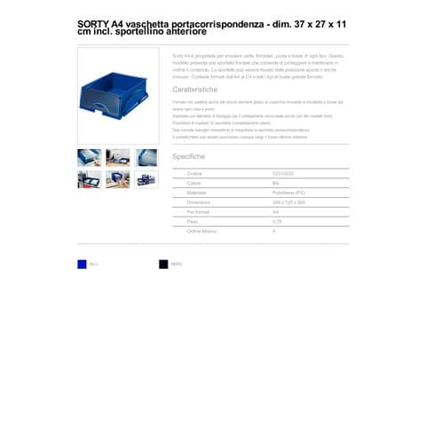 leitz-vaschetta-portacorrispondenza-sorty-polistirolo-a4-blu-52310035