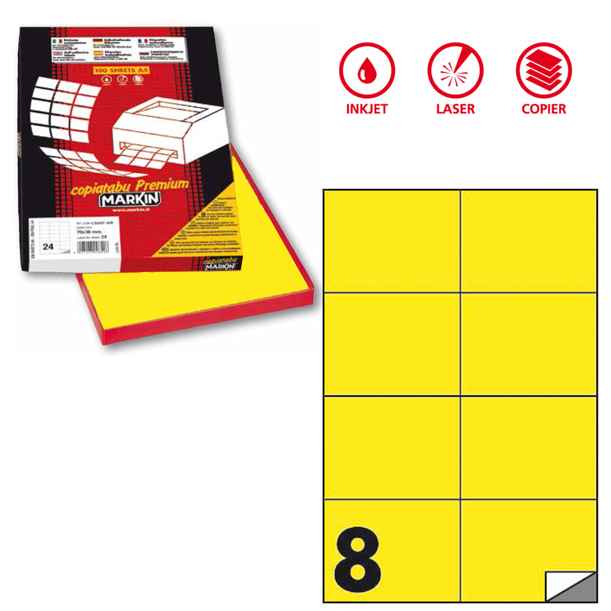 markin-etichetta-adesiva-c-512-giallo-fluo-100fg-a4-105x74mm-8et-fg